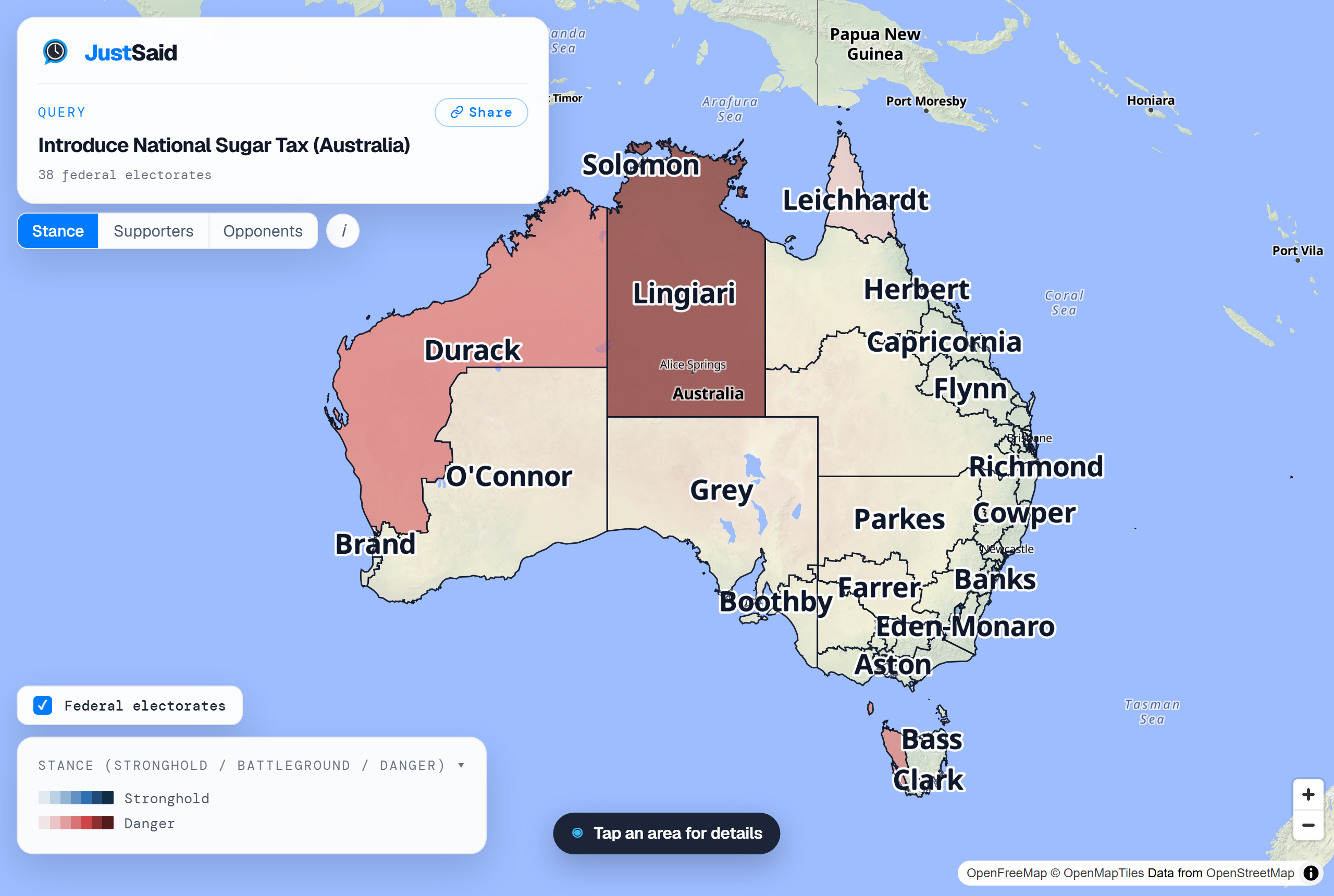 Friend versus foe national map for a sugar tax